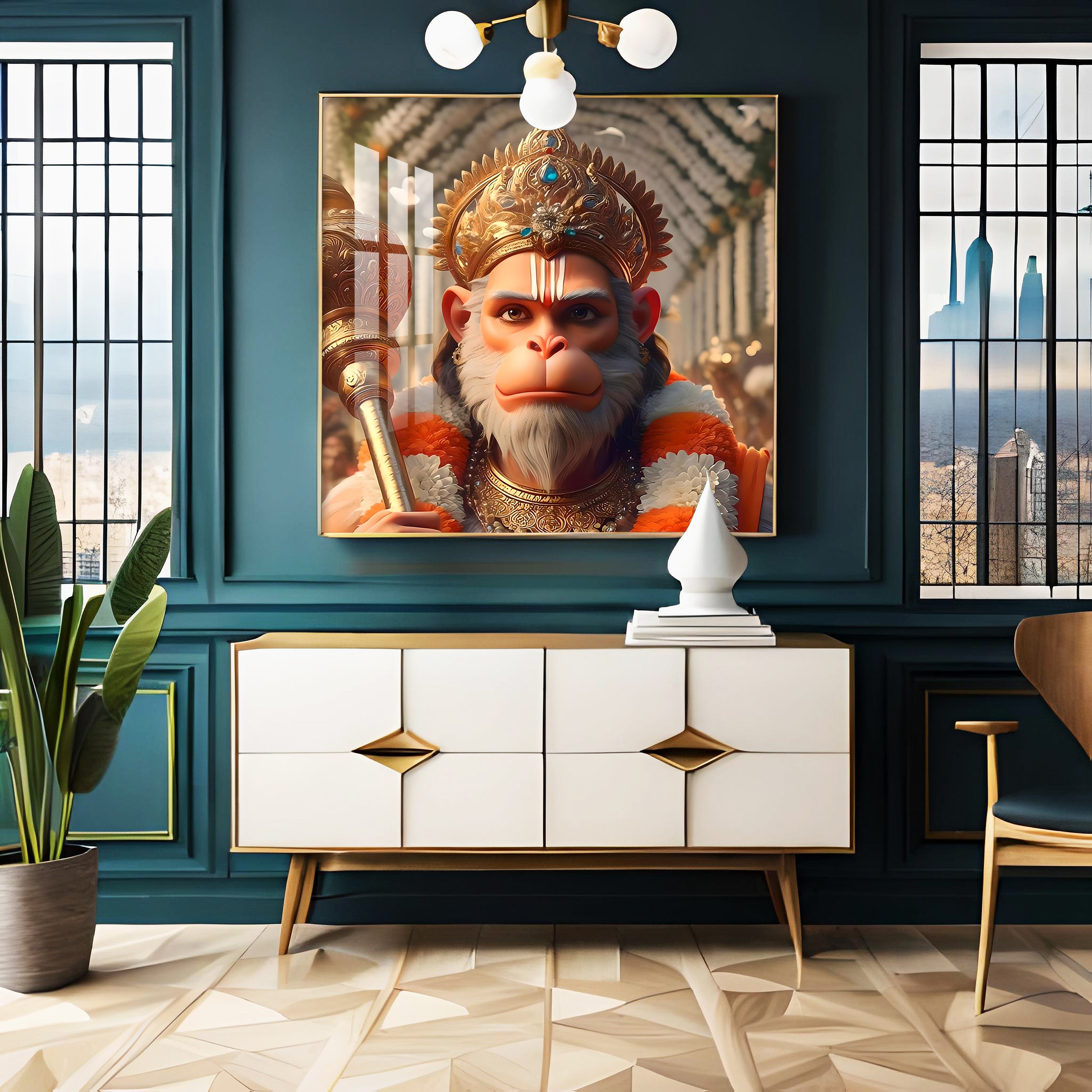 Ram bhakt Hanuman premium square wall art - Image 2