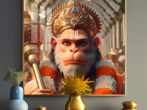 Ram bhakt Hanuman premium square wall art