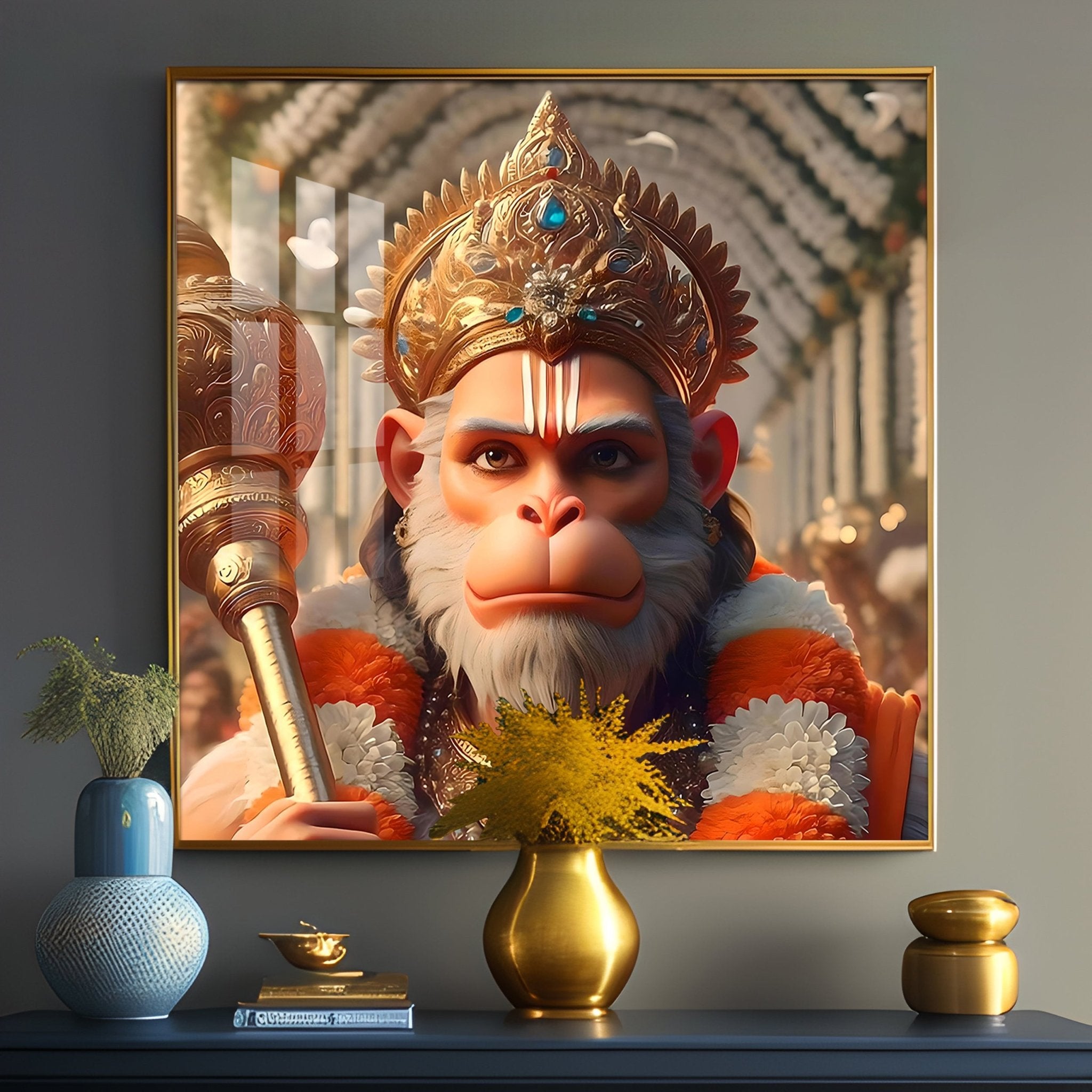 Ram bhakt Hanuman premium square wall art